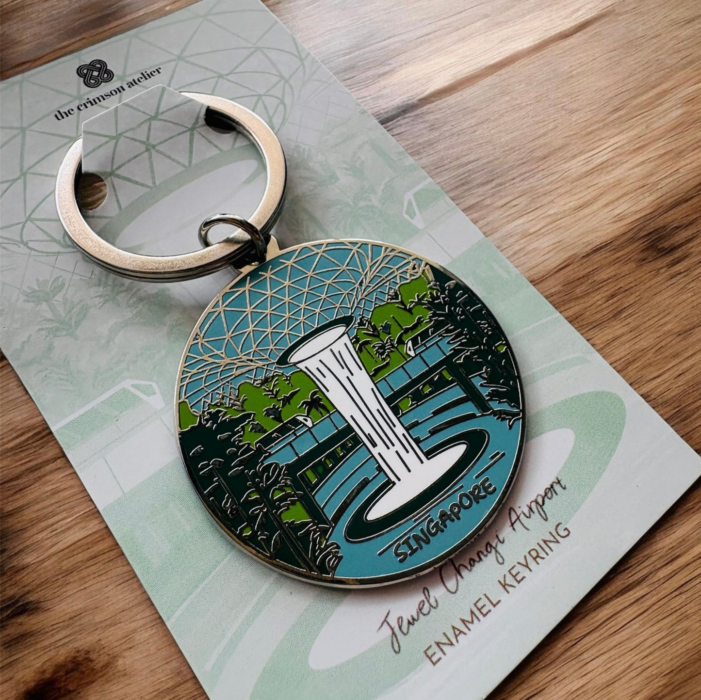 Singapore Souvenir - Enamel keychain of Jewel Changi Airport rain vortex