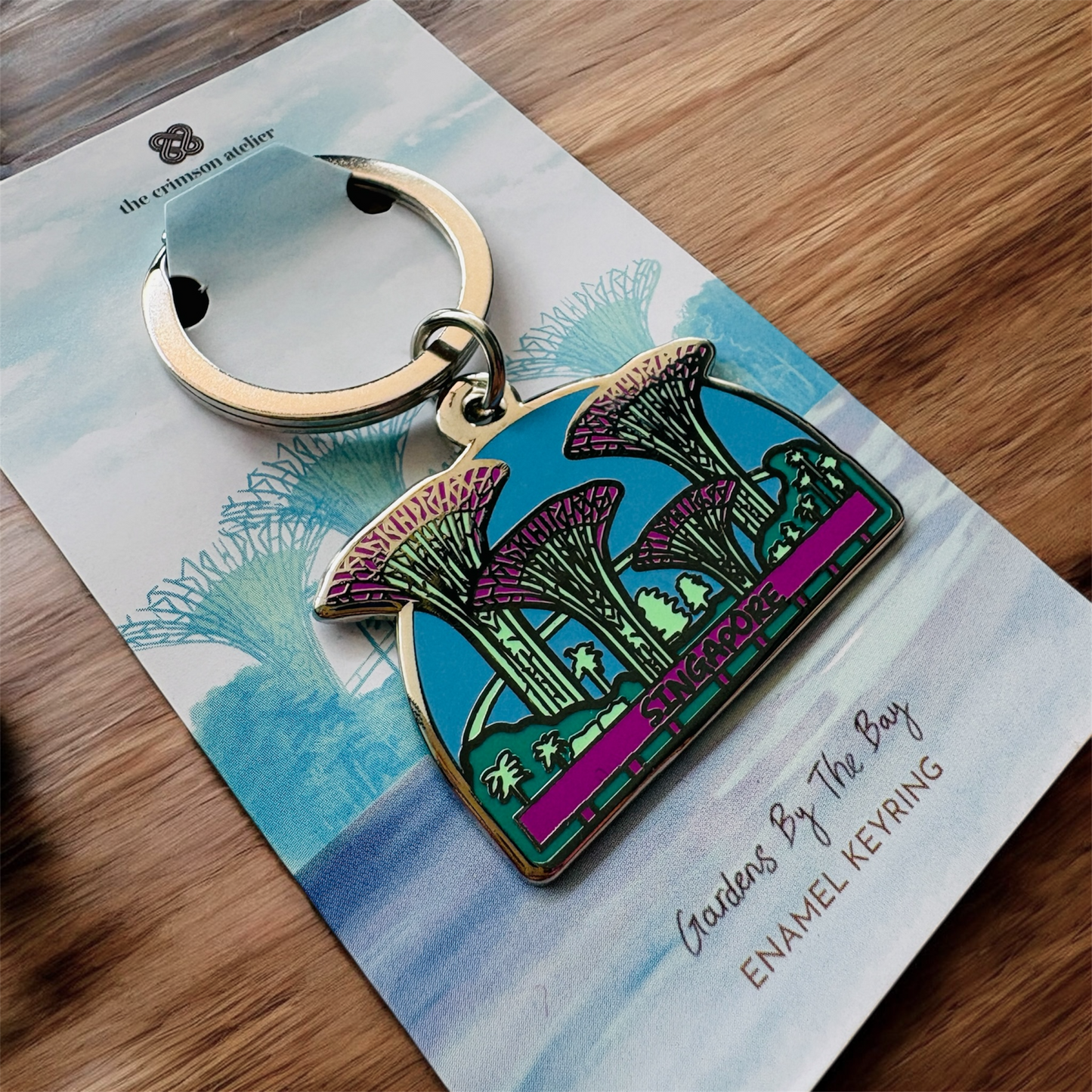 Singapore Souvenir - Enamel keychain of Supertrees at Gardens by the Bay