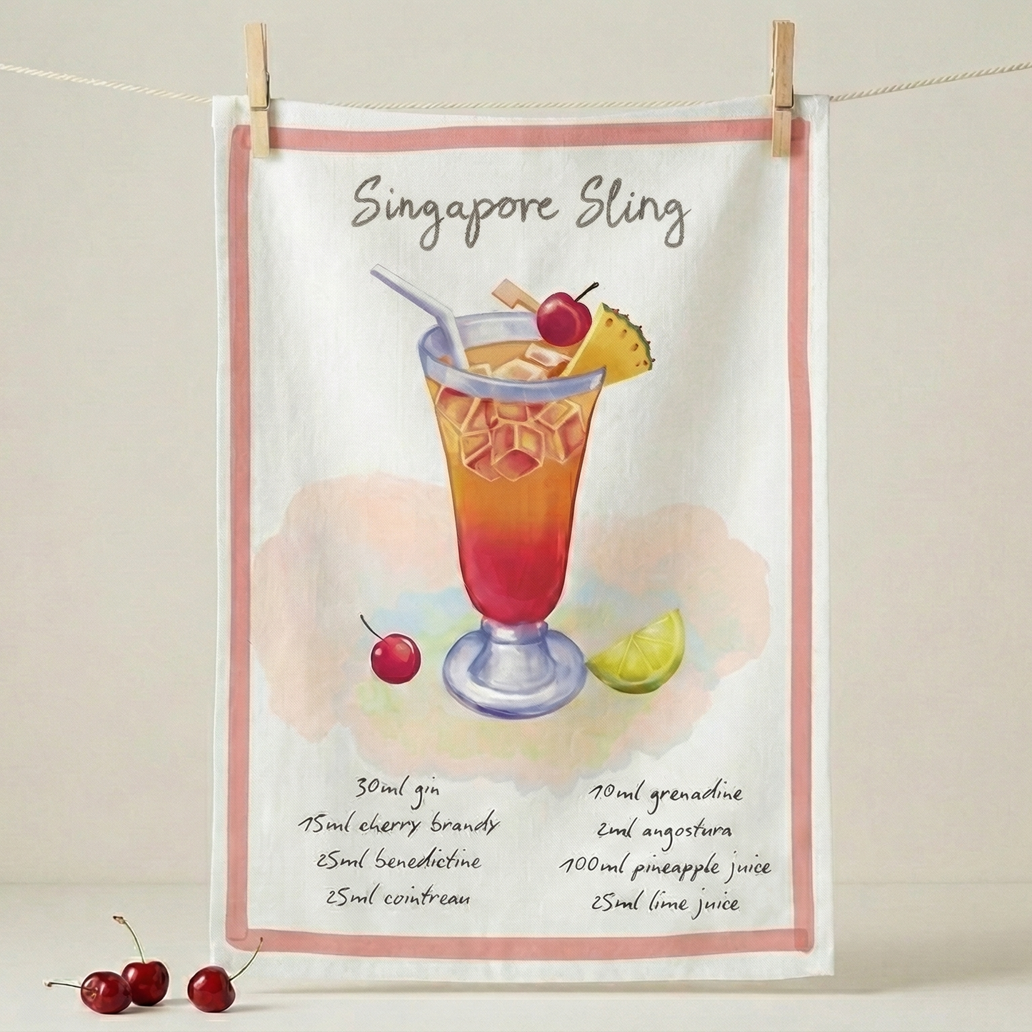 Singapore Sling Tea Towel