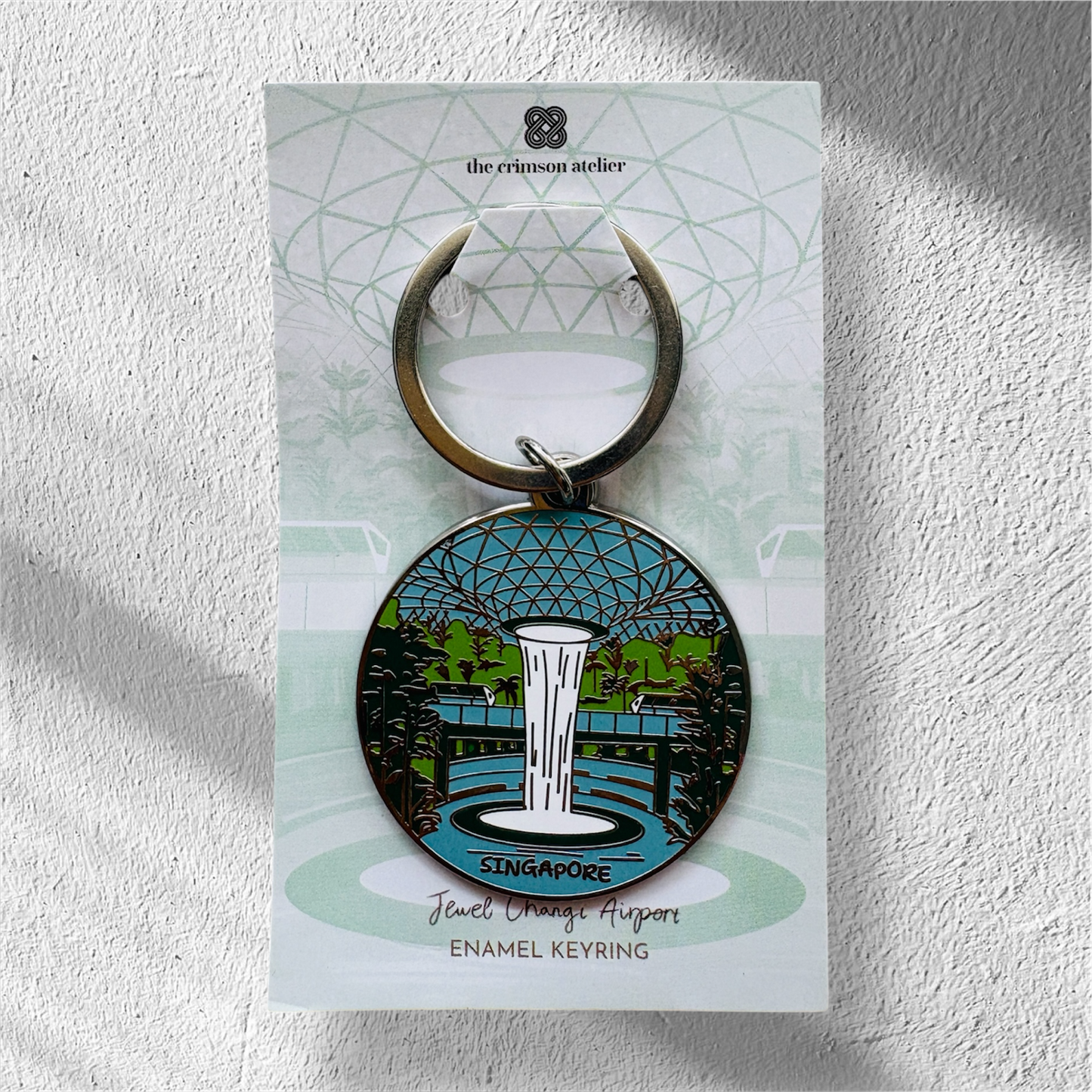 Singapore Souvenir - Enamel keychain of Jewel Changi Airport rain vortex