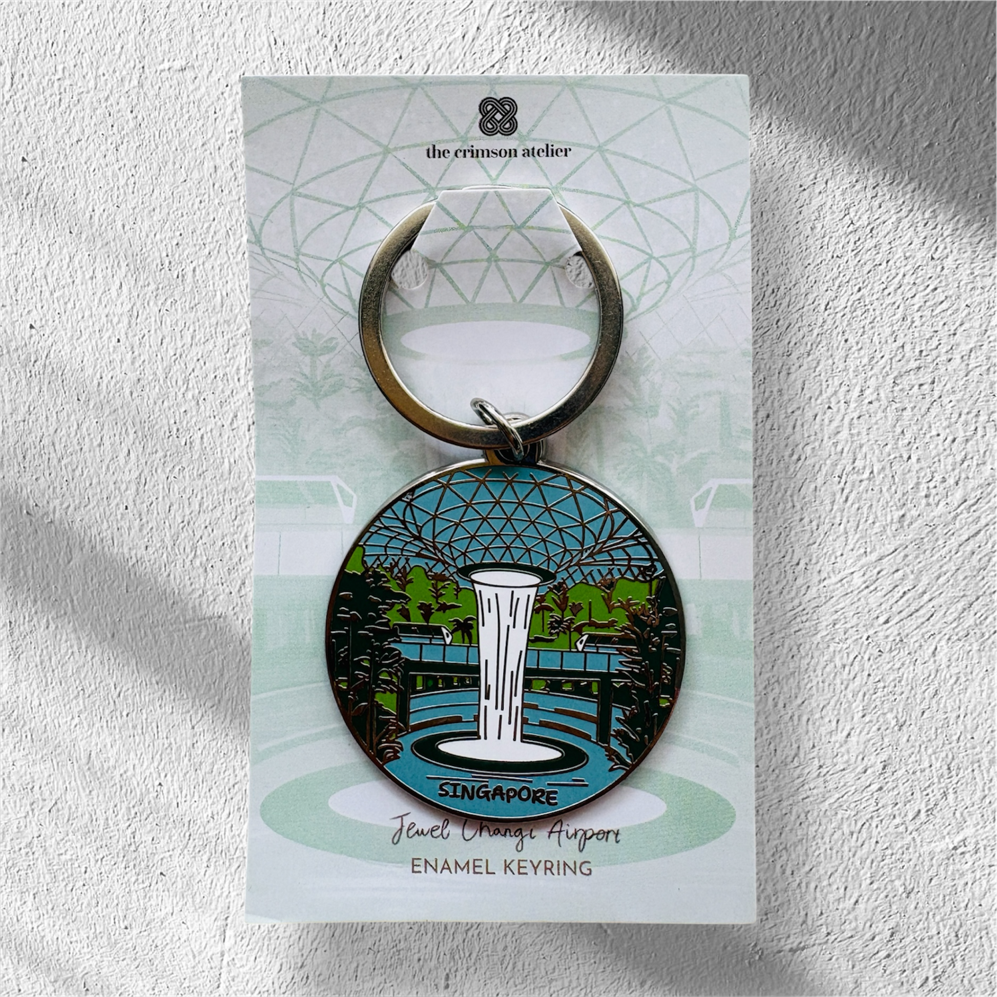 Singapore Souvenir - Enamel keychain of Jewel Changi Airport rain vortex