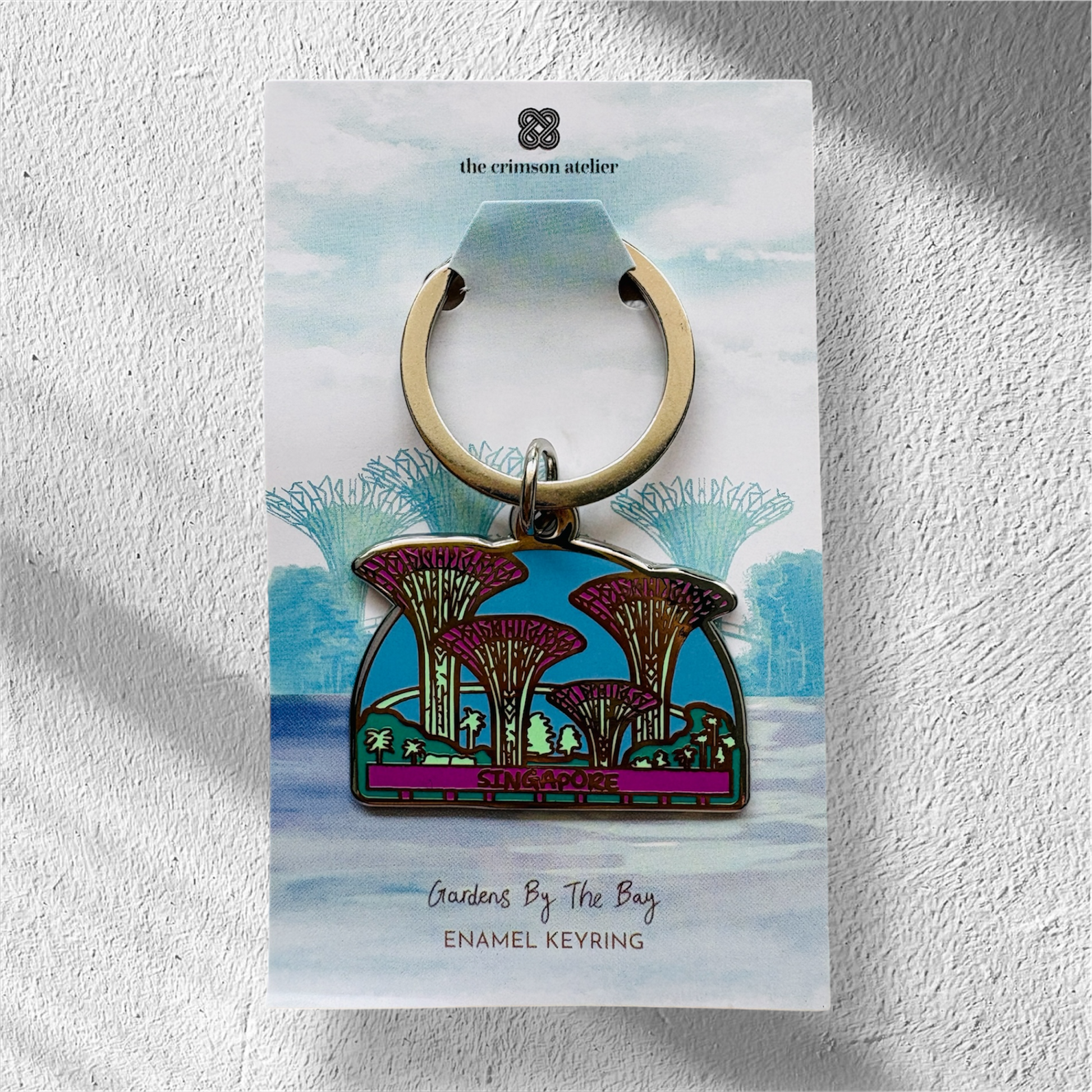 Singapore Souvenir - Enamel keychain of Supertrees at Gardens by the Bay