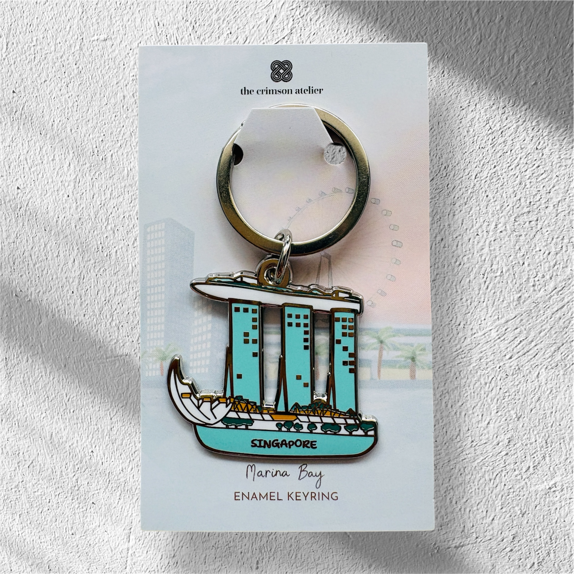 Singapore Souvenir - Enamel keychain of Marina Bay Sands