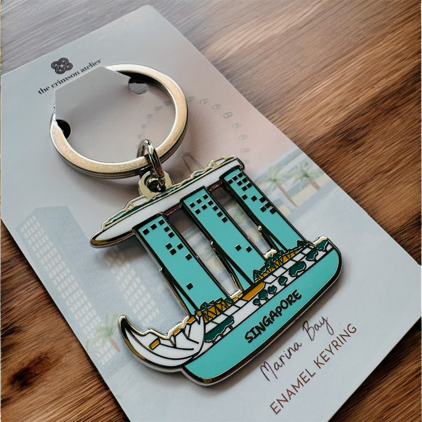 Singapore Souvenir - Enamel keychain of Marina Bay Sands