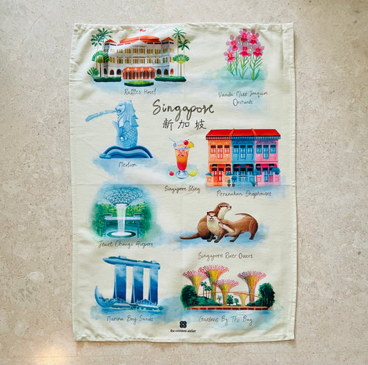 Singapore Icons Tea Towel
