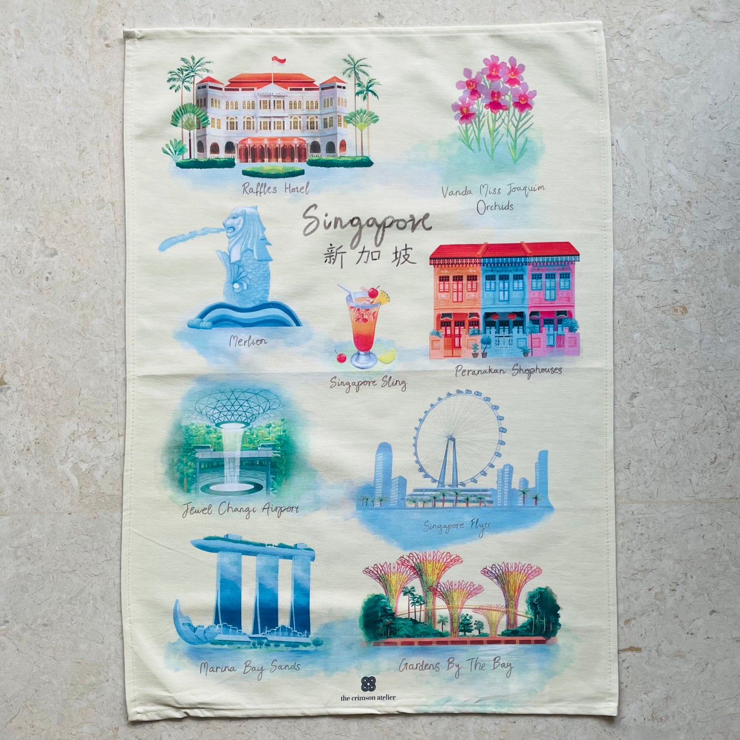 Singapore Icons Tea Towel