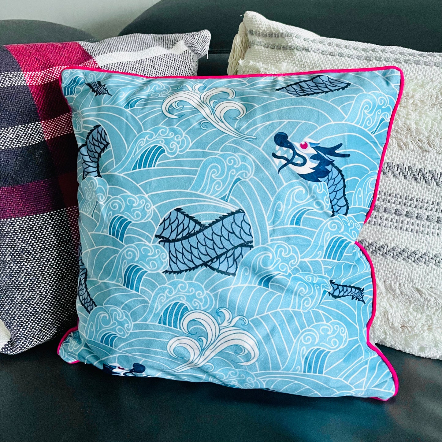 Dragon Cushion Cover on Sofa