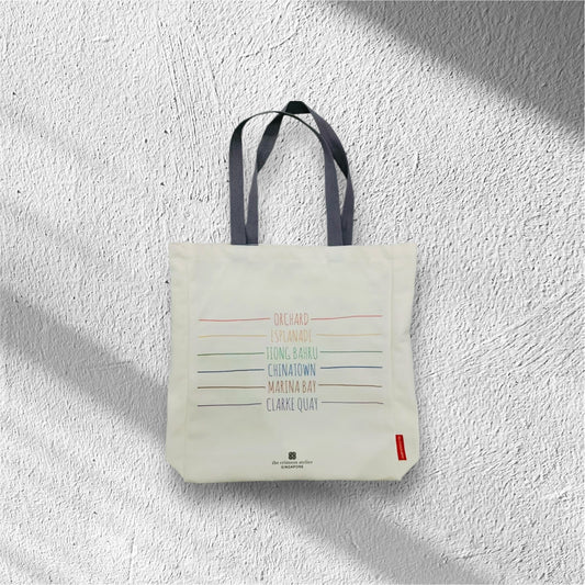 Singapore Souvenir - Tote with MRT Lines and stops design
