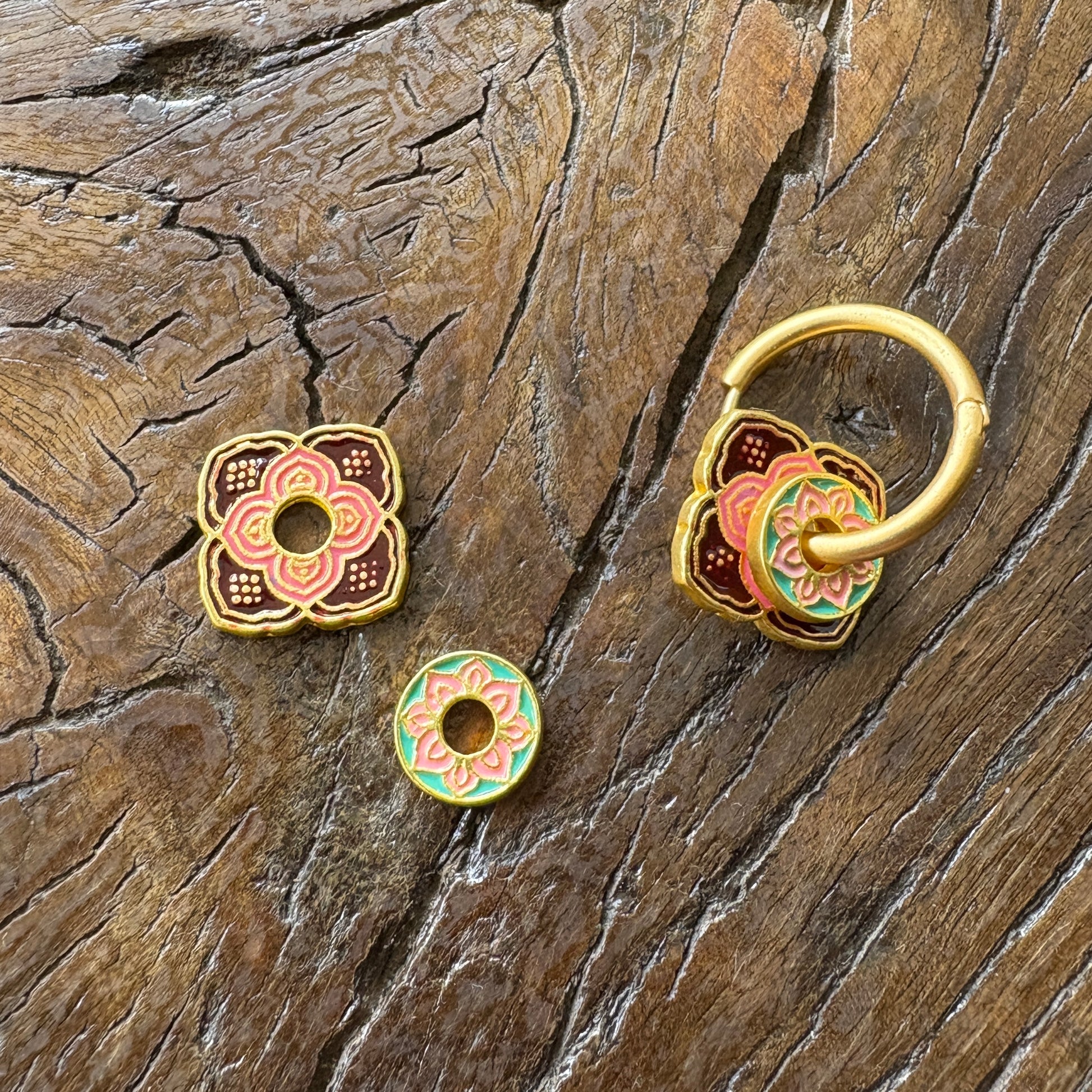 Peranakan Brown Hoop Earrings