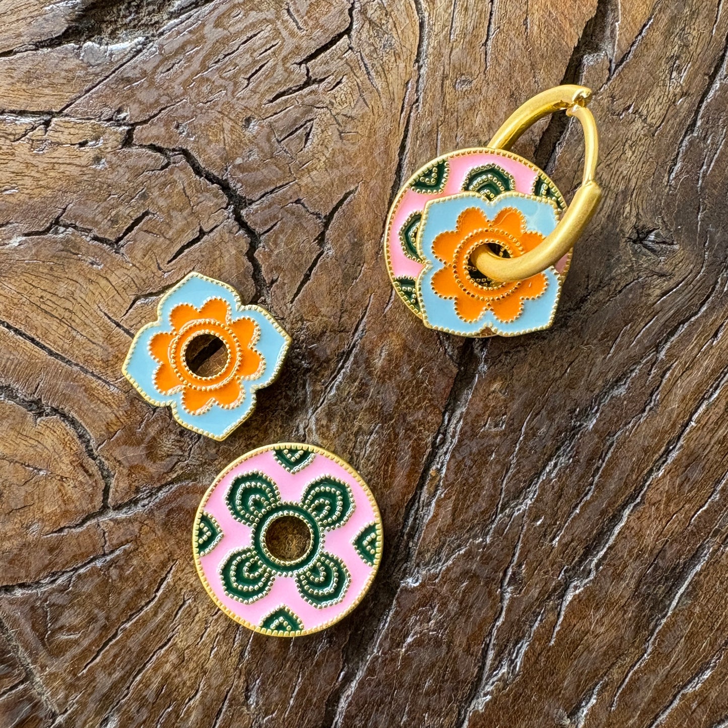 Peranakan Pink Hoop Earrings