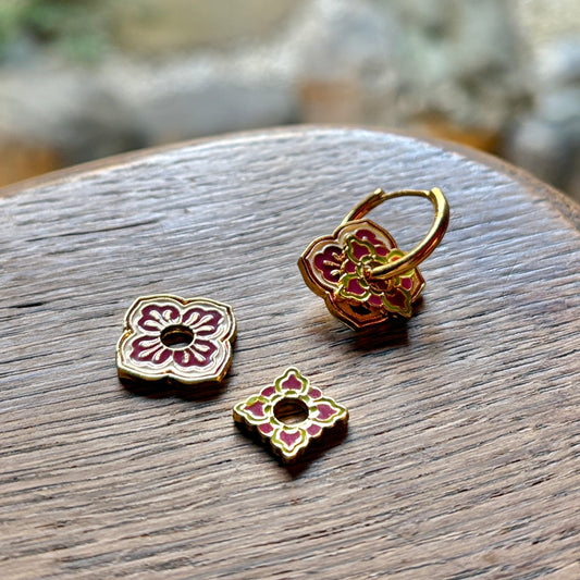 Peranakan Purple Hoop Earrings