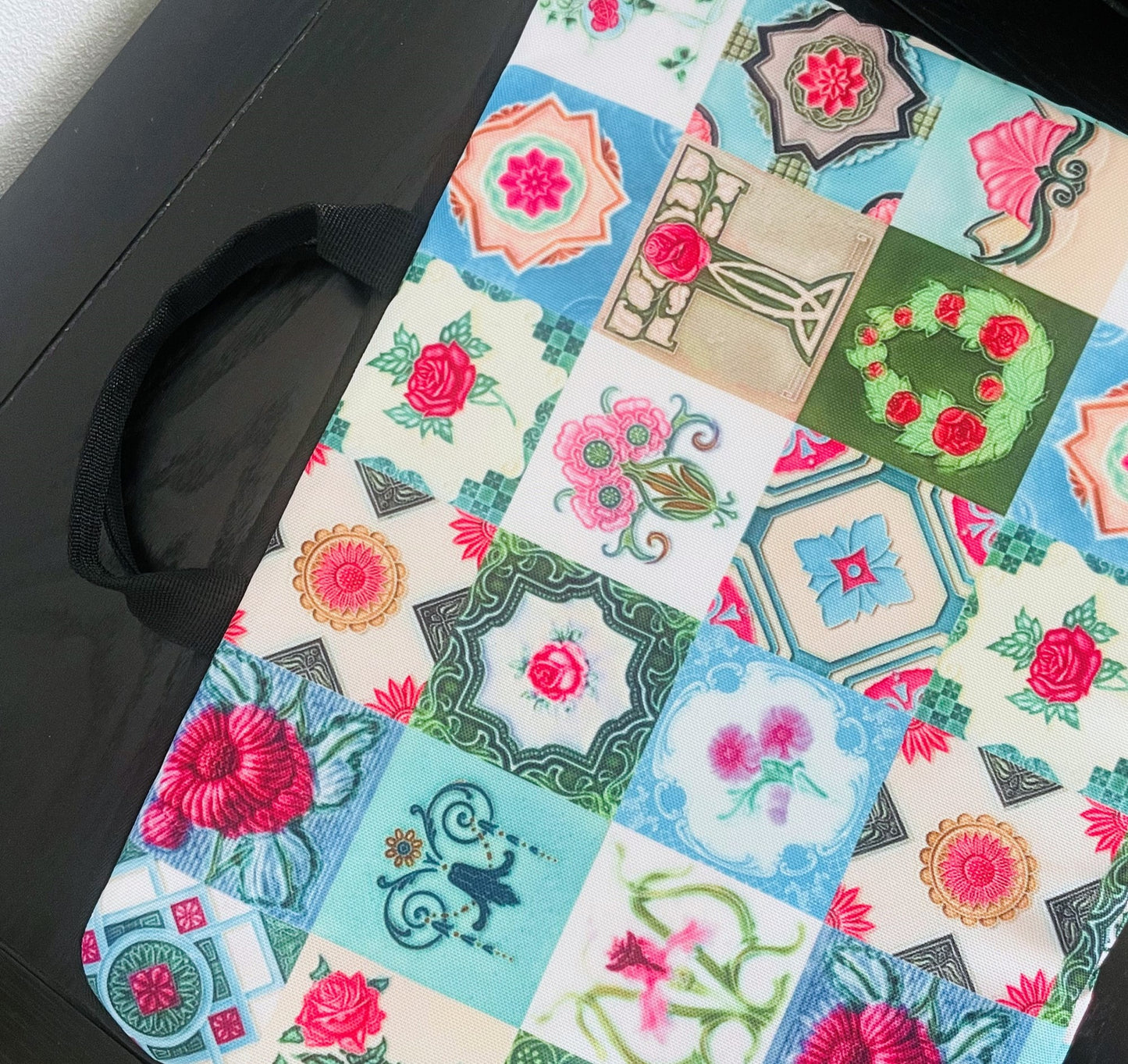 Peranakan Tiles Laptop Bag Flatlay