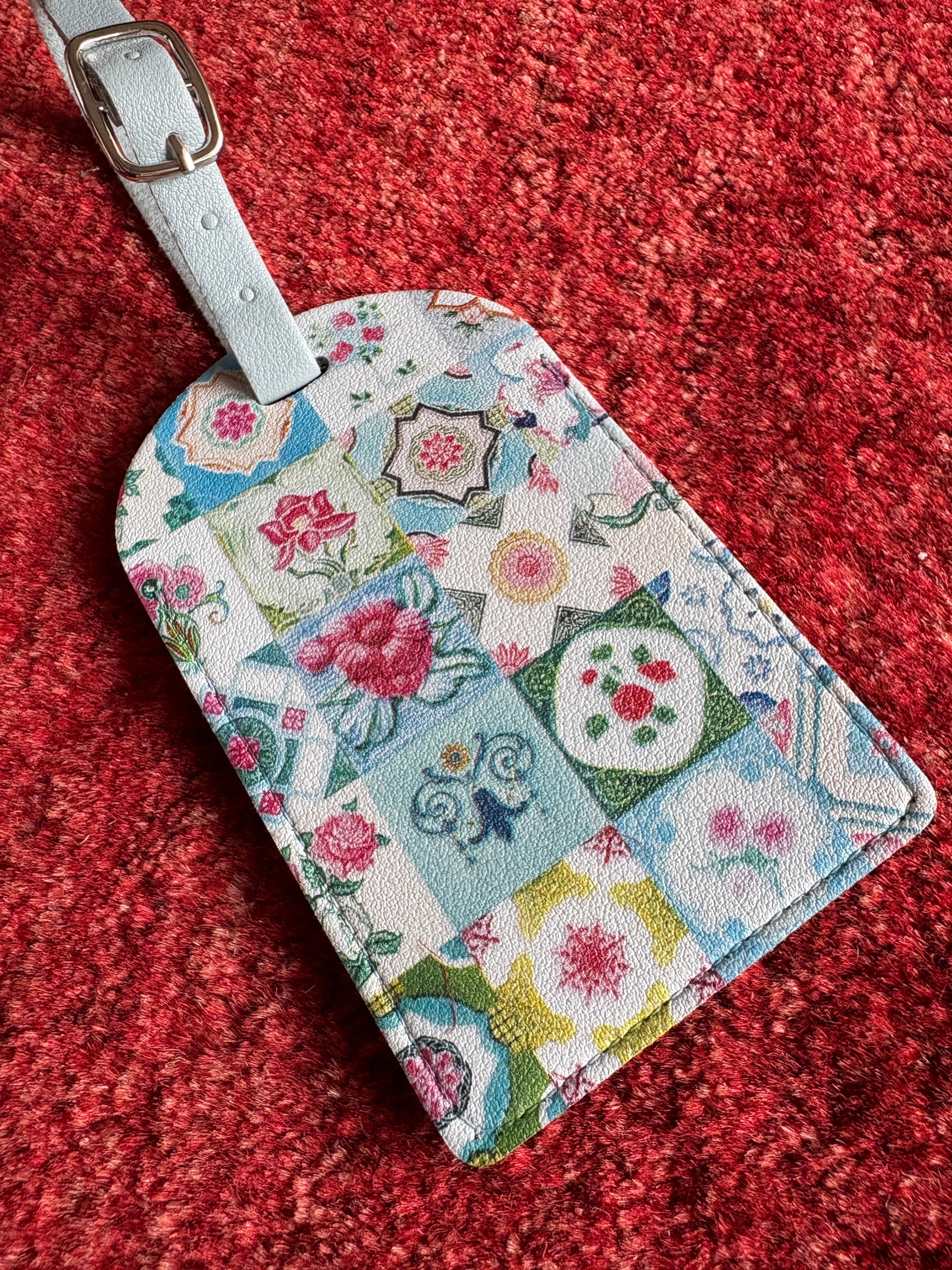 Singapore Souvenir - Peranakan Tiles Luggage Tag with tile floral motifs