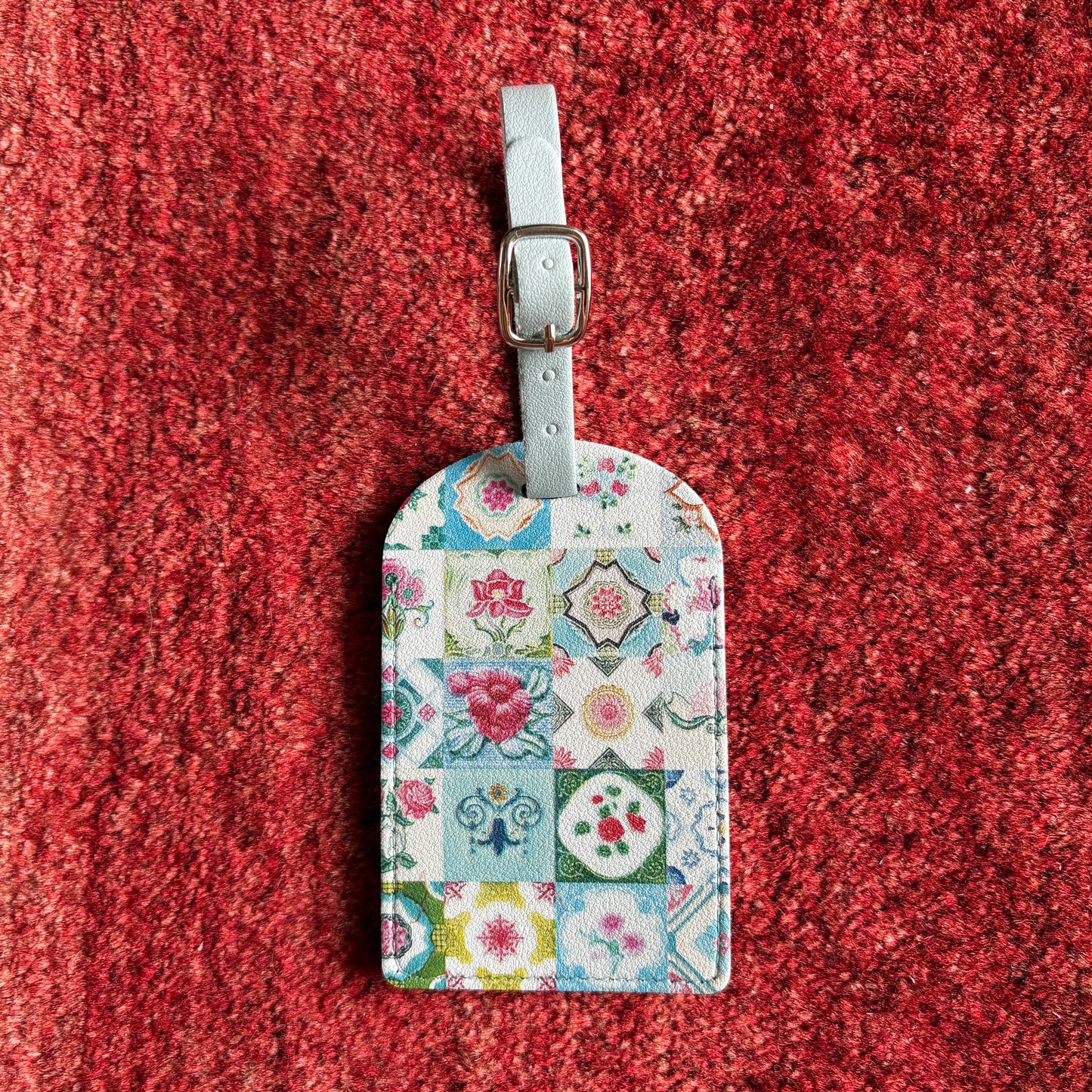 Singapore Souvenir - Peranakan Tiles Luggage Tag with floral motifs