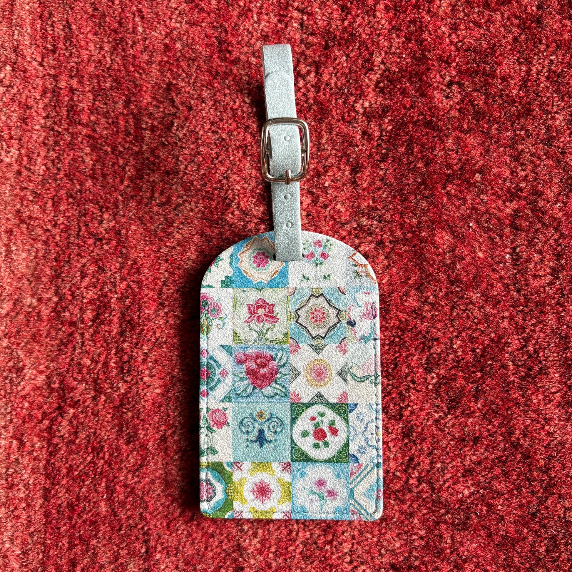 Singapore Souvenir - Peranakan Tiles Luggage Tag with floral motifs