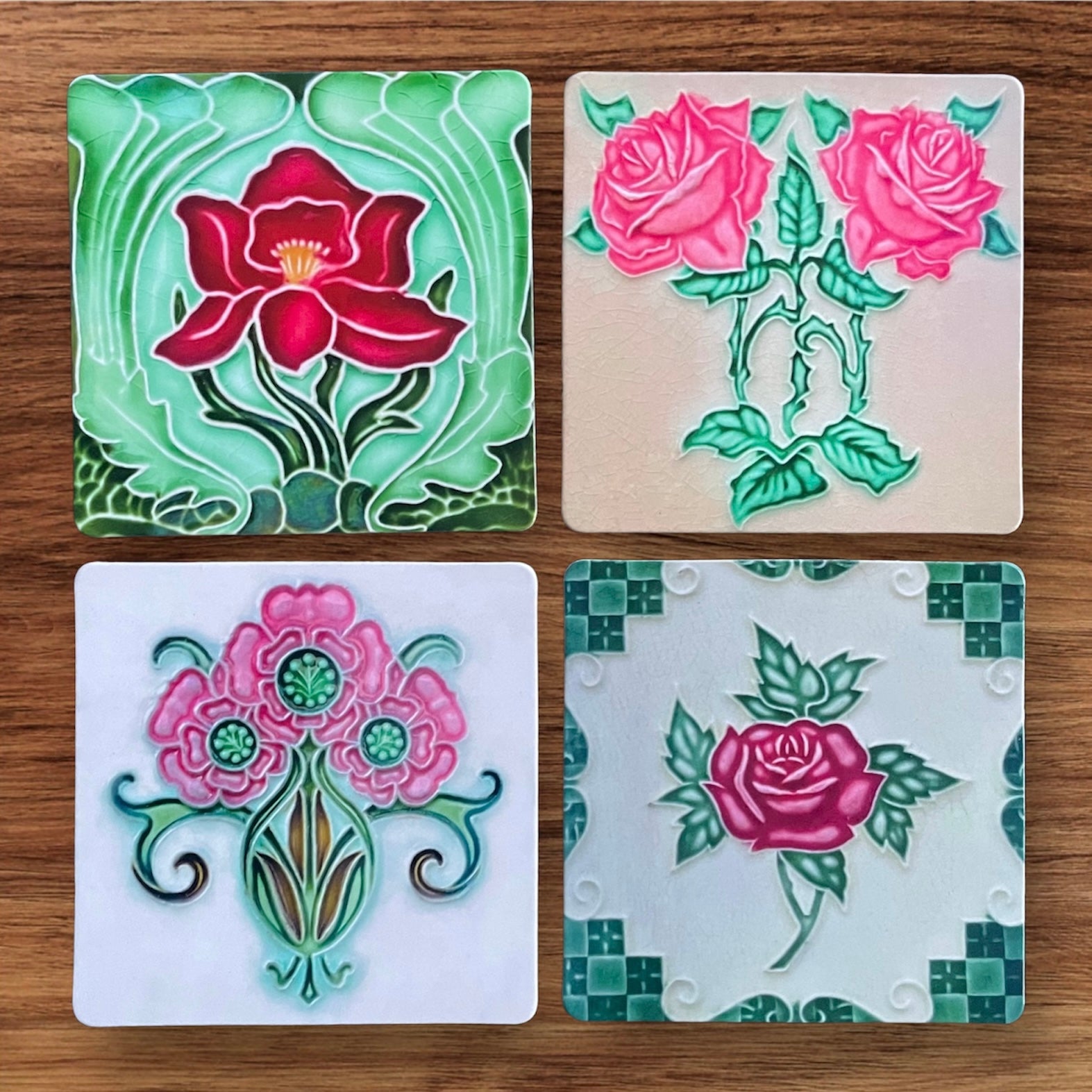 Peranakan Tiles Motifs Coaster Set