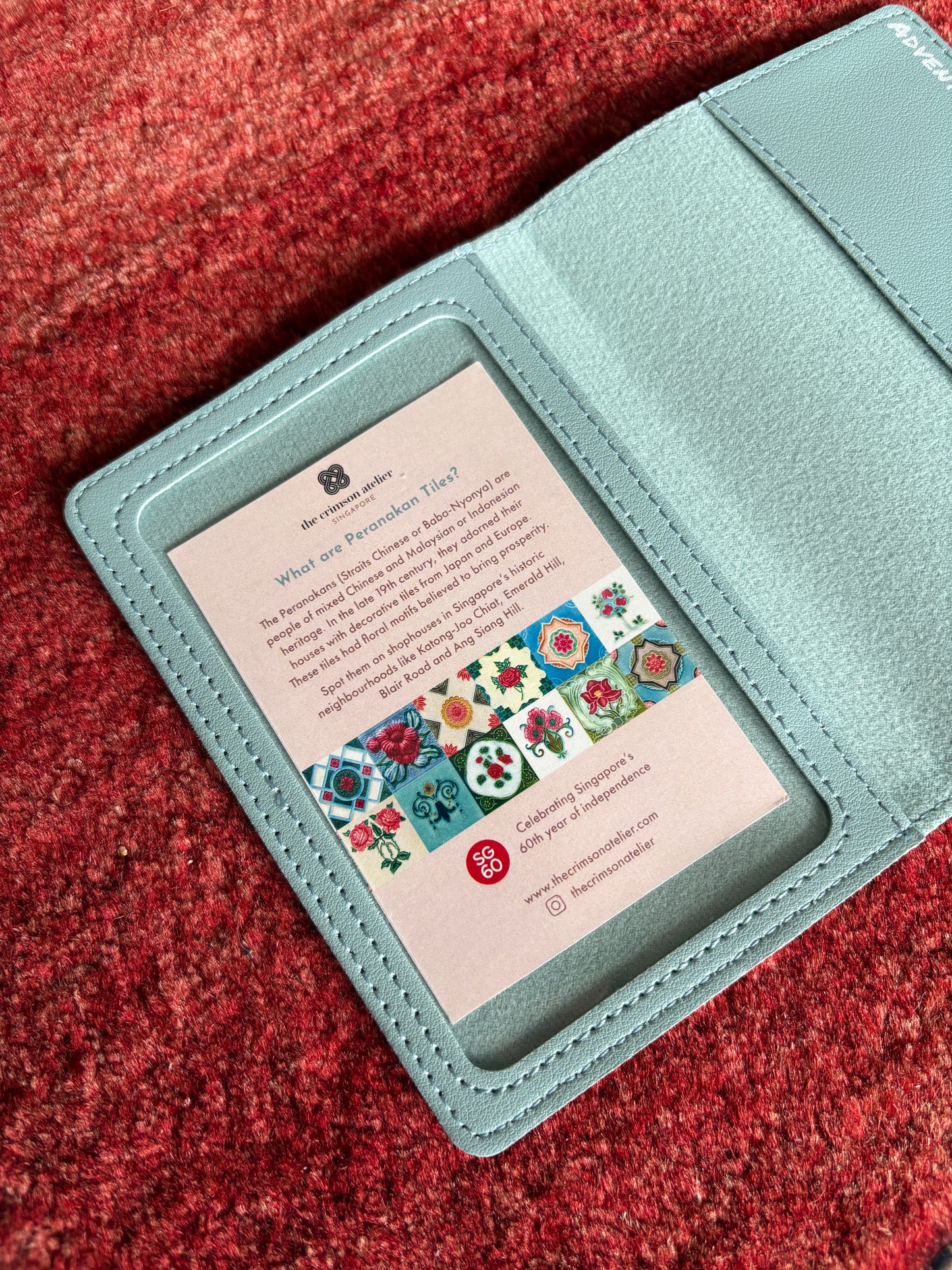 Peranakan Tiles Passport Cover Interior Window Slot