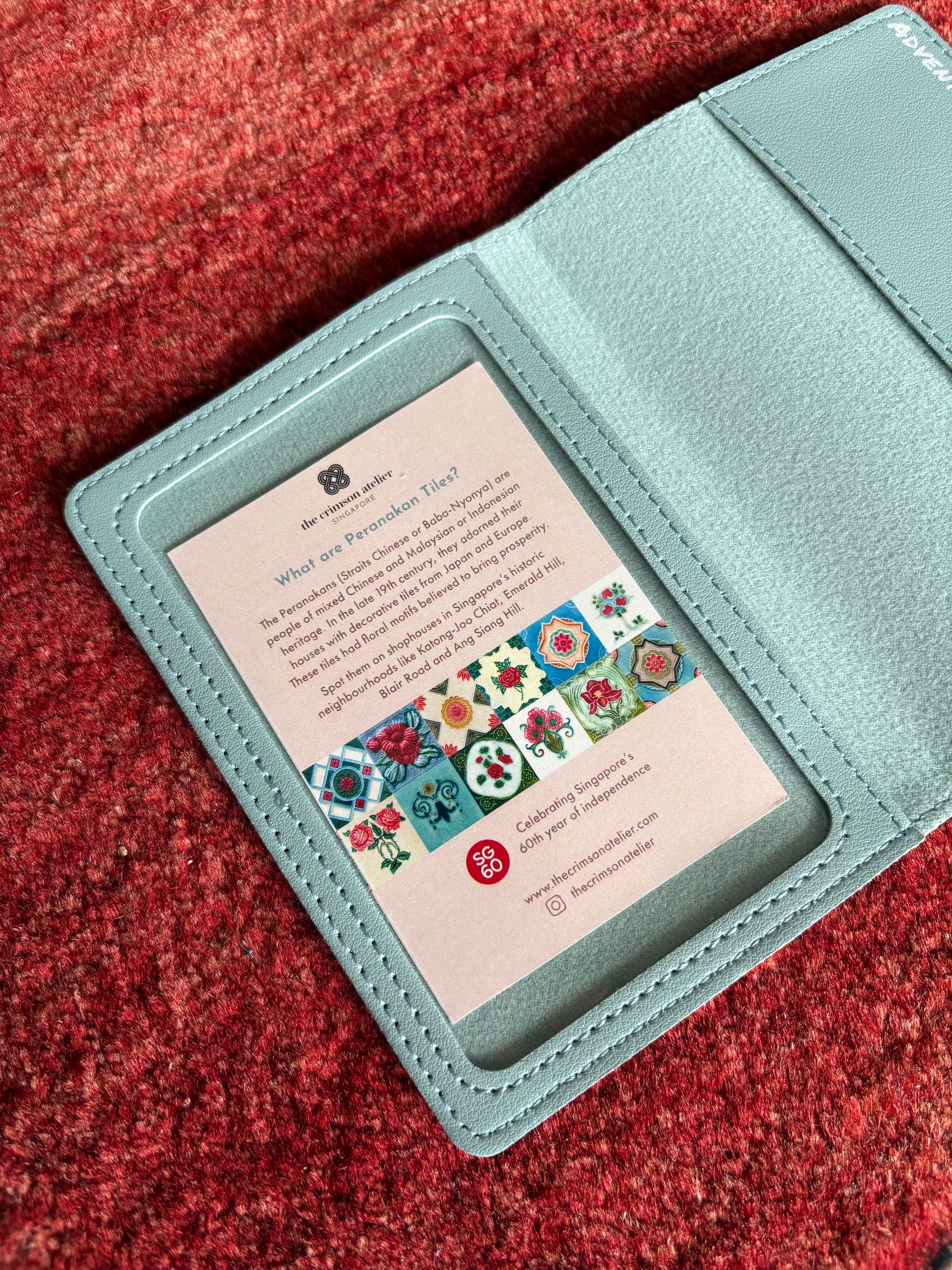 Peranakan Tiles Passport Cover Interior Window Slot