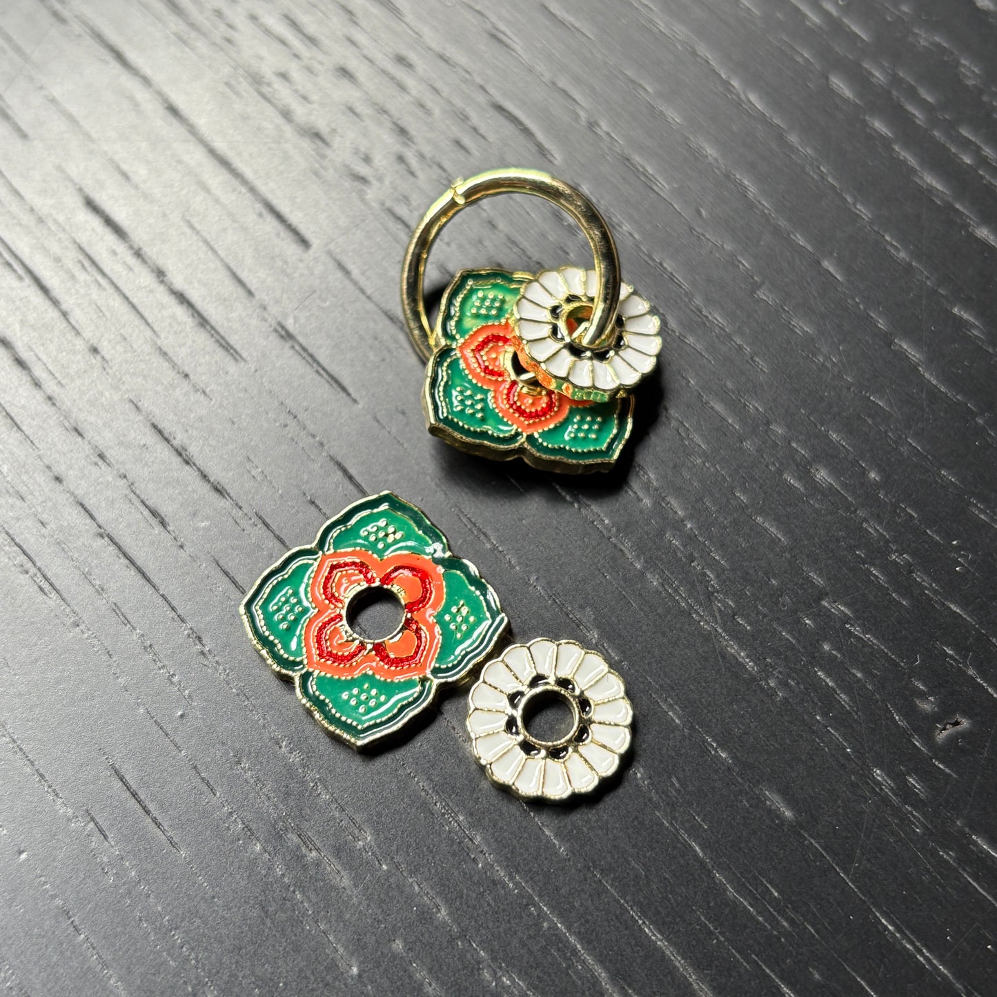 Peranakan White Hoop Earrings