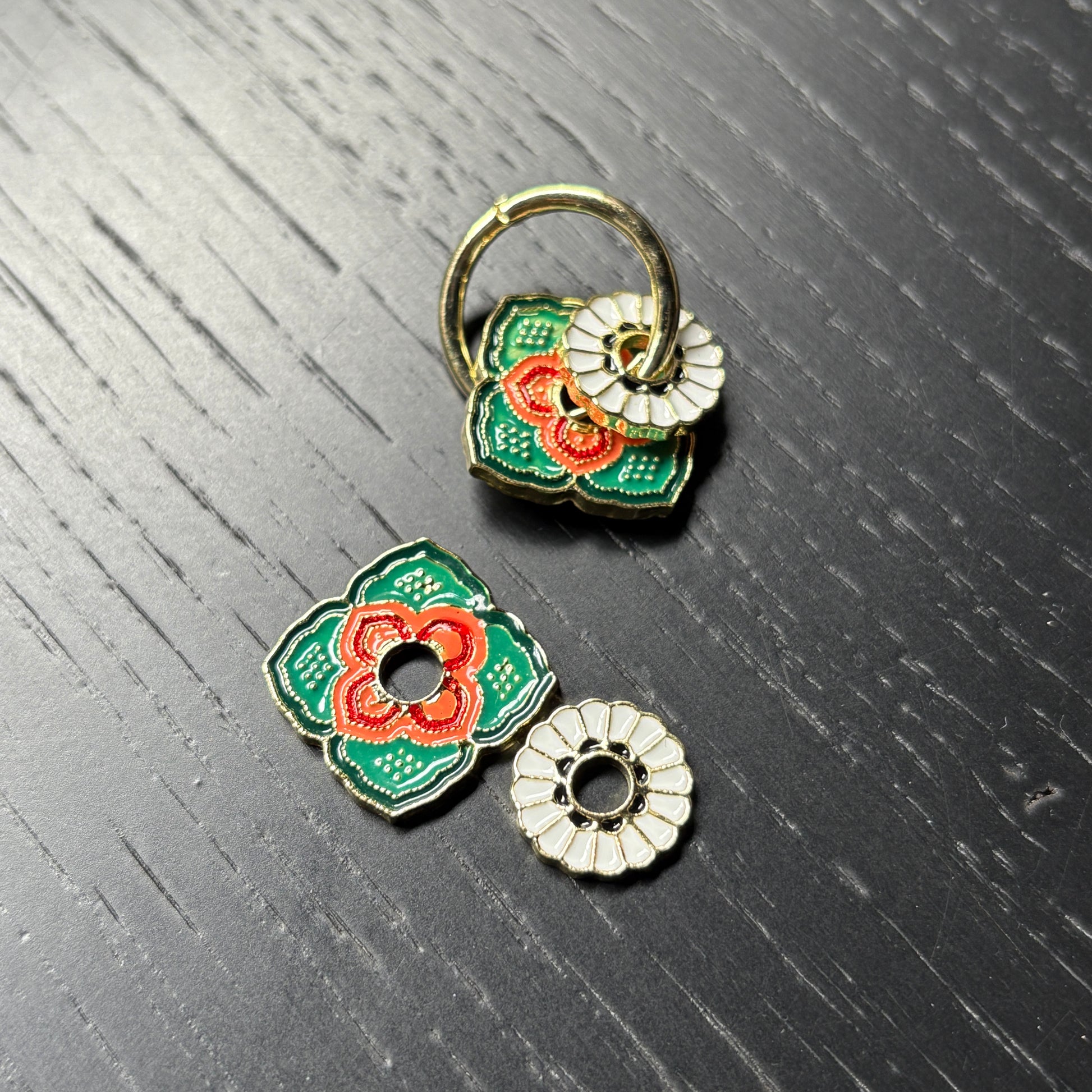 Peranakan White Hoop Earrings
