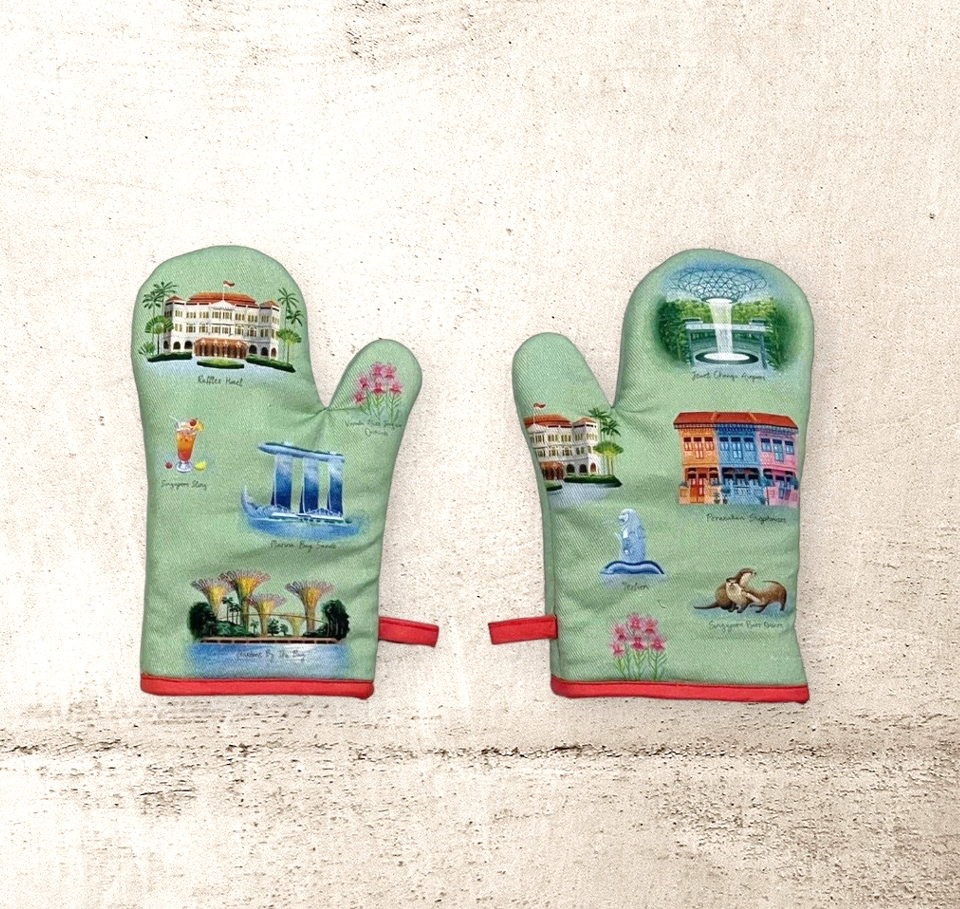 Singapore Icons Oven Mitt The Crimson Atelier