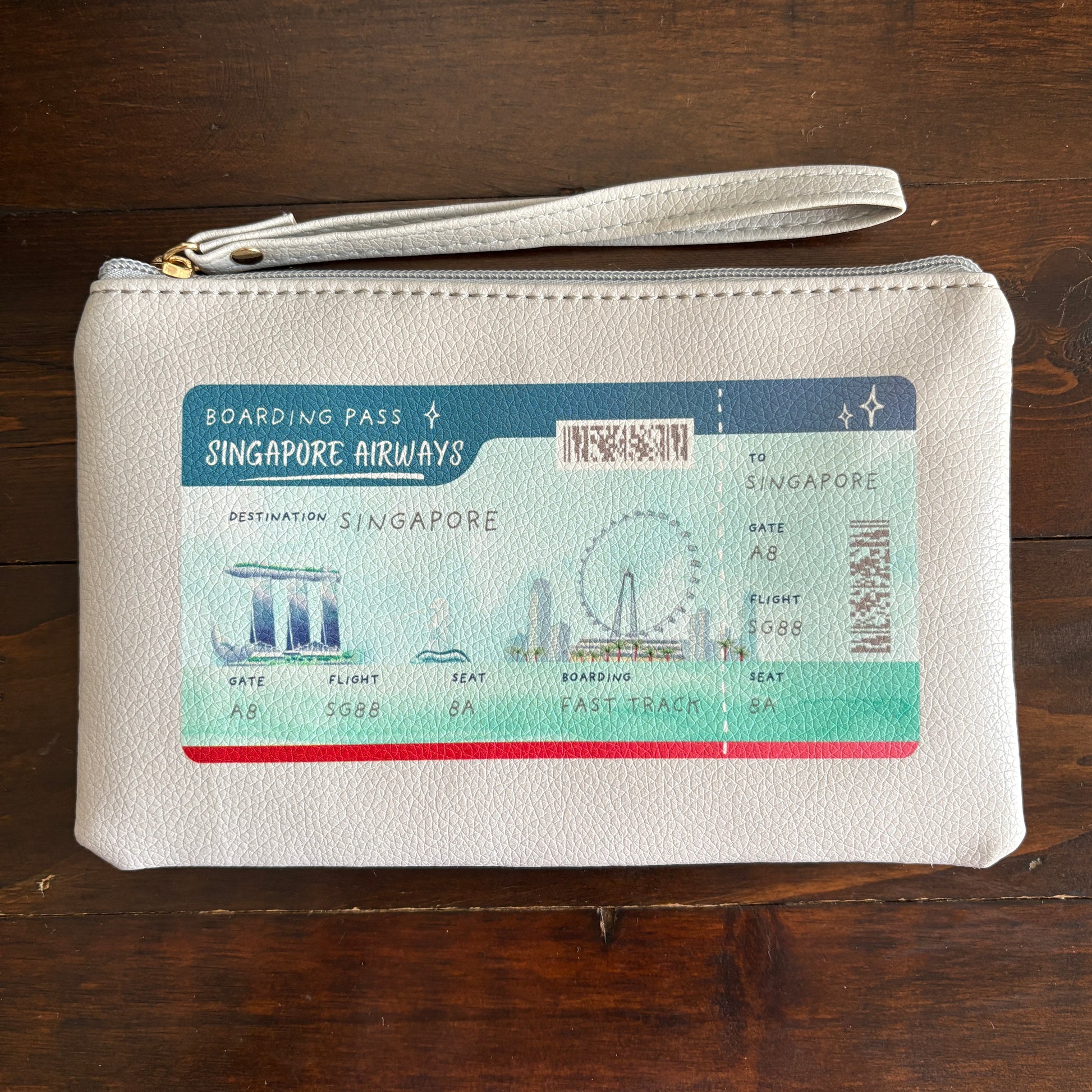Pouch with Singapore Airways boarding pass design