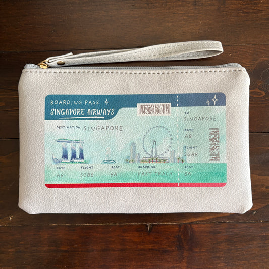 Pouch with Singapore Airways boarding pass design