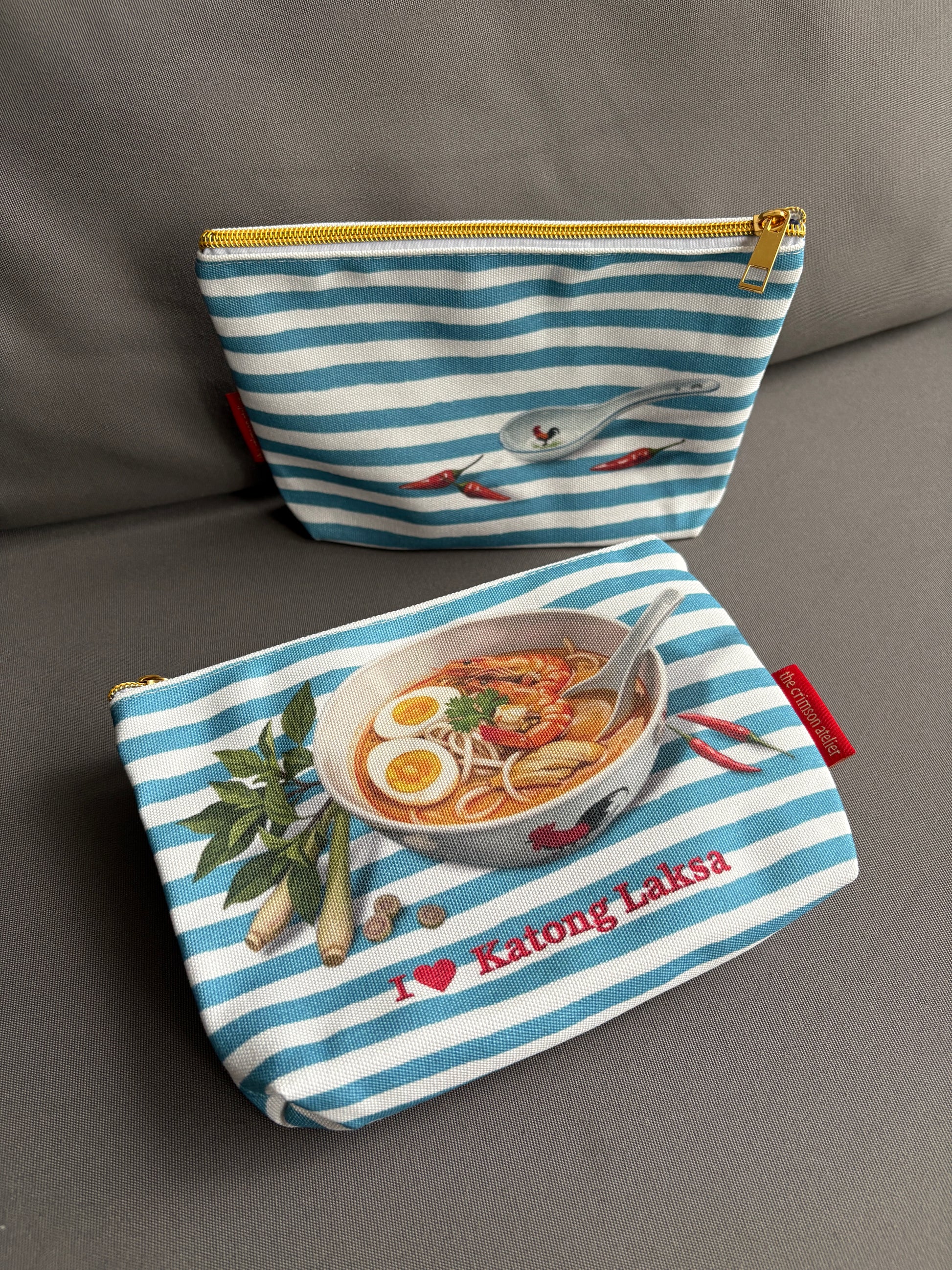Singapore Souvenir - Katong Laksa Pouch with blue stripes