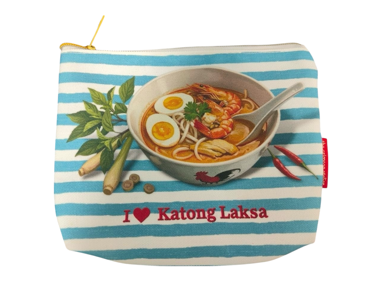 Singapore Souvenir - Katong Laksa Pouch with blue stripes