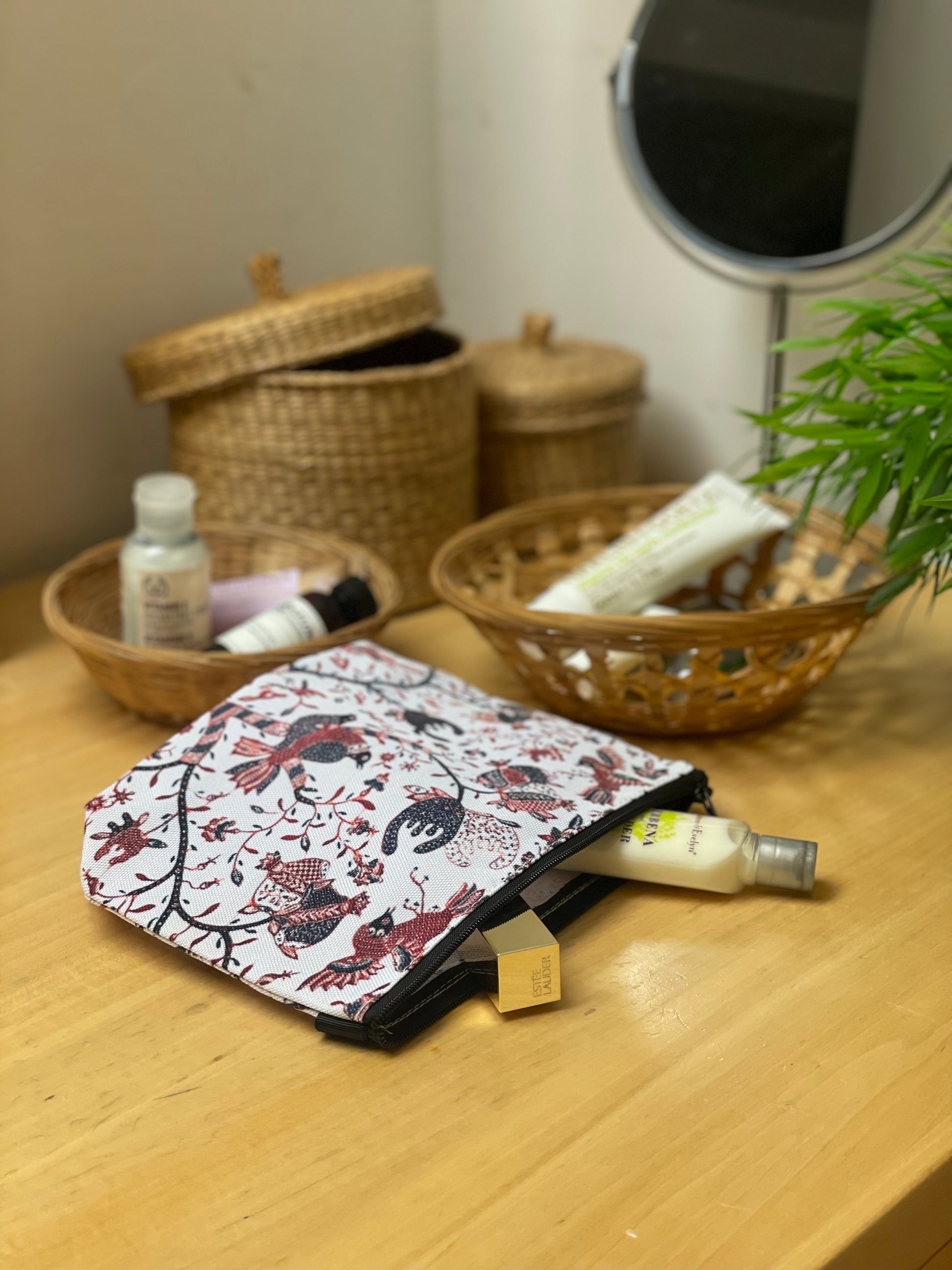 Straits Batik Pouch on vanity counter